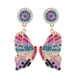 UR occidental style creative fashion Alloy diamond butterfly earrings ear stud..