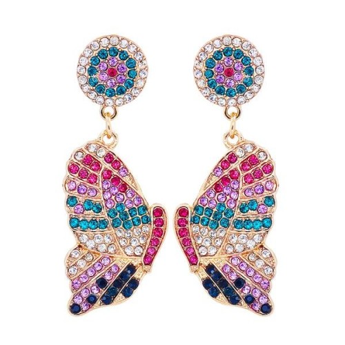 UR occidental style creative fashion Alloy diamond butterfly earrings ear stud arring woman