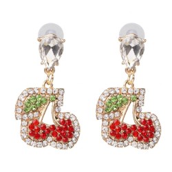 earrings occidental style brief personality fruits handmade diamond cherry ear..