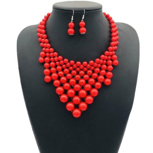 imitate Pearl triangle tassel necklace set brief ecklace