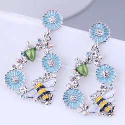 Korean style fashion sweet Metal geometry Modeling flowers temperament ear stu..