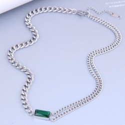 Korean style fashion concise Metal chain color gem titanium steel temperament ..