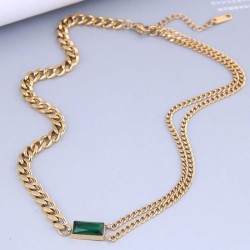 Korean style fashion concise Metal chain color gem titanium steel temperament ..