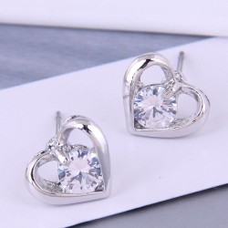  Korean style fashion Metal concise love zircon personality ear stud