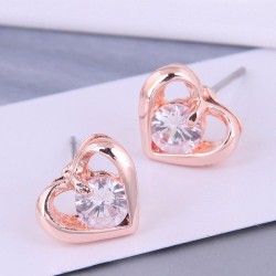  Korean style fashion Metal concise love zircon personality ear stud