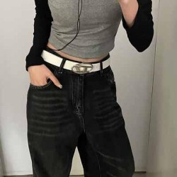  retro silver color buckleD Word belt woman all-Purpose ornamentyk Cowboy belt..