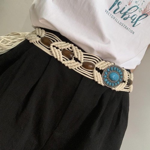 Bohemia handmade weave tassel belt chain women dress Dress all-Purpose ethnic style belt