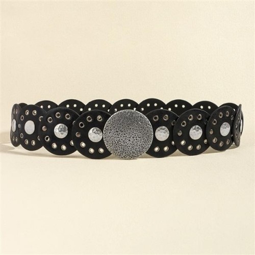 retro lady belt medium wind blackPU exaggerating Girdle ornament personality punk