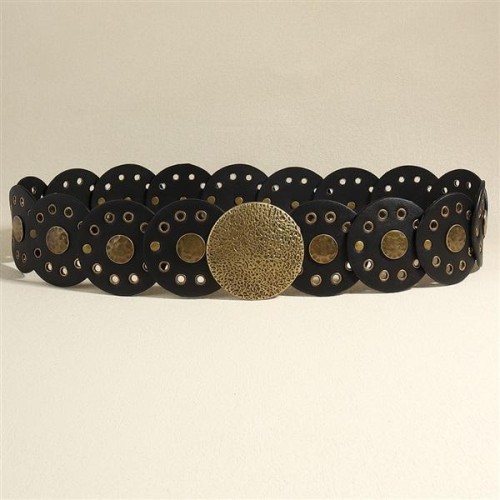retro lady belt medium wind blackPU exaggerating Girdle ornament personality punk