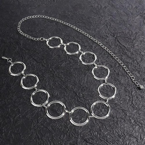 ( Silver) Metal belt ornament occidental style chain woman accessories chain all-Purpose Suit Girdle geometry circle