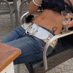 punk wind Rivet belt summer fashion all-Purpose Metal buckle silver color widt..