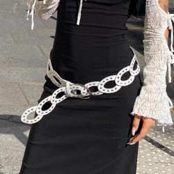 retro Round hollow belt trend wind Rivet buckle splice belt new