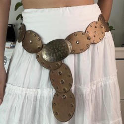 occidental style retro Rivet Oval splice width belt summer new personality fea..