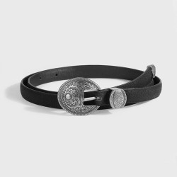 lady retro carving silver buckle wind real leather belt leather all-Purpose fa..