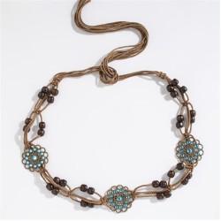 Bohemia wind butterfly diamond weave ethnic style handmade woman belt leisure ..