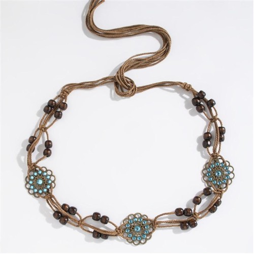 Bohemia wind butterfly diamond weave ethnic style handmade woman belt leisure wind rope
