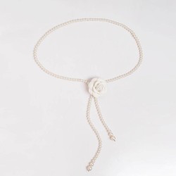 lady elegant Pearl flower sweet fashion high flower chain textured Dress ornam..