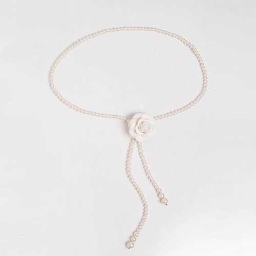 lady elegant Pearl flower sweet fashion high flower chain textured Dress ornament belt