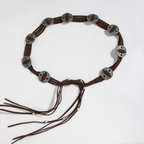  wind mosaic Beads retro fitting belt Round Bohemia wind velvet surface fashion lady rope