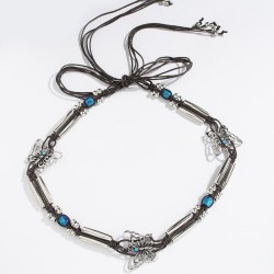 Bohemia wind butterfly silver weave ethnic style handmade woman belt leisure w..