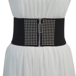  women belt leisure punk wind ornament Rivet velvet surface elasticity Tightne..