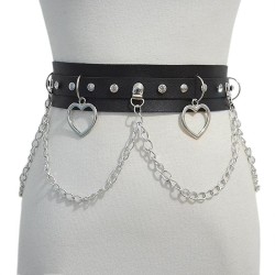  women belt leisure diamond ornament love buckle Metal punk wind Imitation lea..