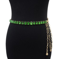 lady belt brilliant pure color ornament gem crystal mosaic Metal chain chain a..