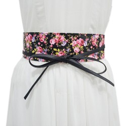 autumn Winter women belt leisure ornament flowers patternu Imitation leather b..