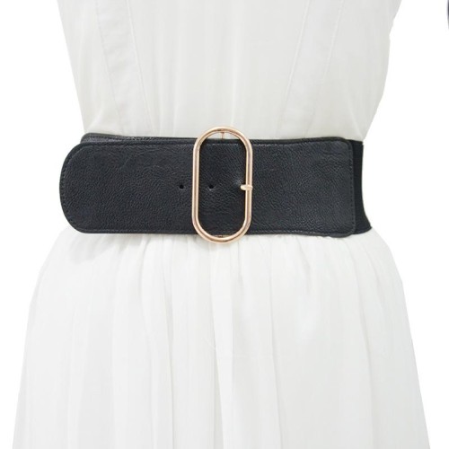  occidental style lady belt leisure ornament Round buckle elasticity Tightness width Girdle big