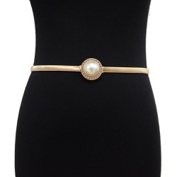 lady belt leisure elasticity Tightness Metal belt brief Round buckle Metal cha..