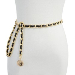 spring autumn women belt leisure ornamentu Imitation leather Metal chain chain..