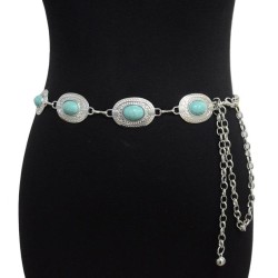 new lady chain leisure retro wind Metal pattern buckle agate ornament chain ch..