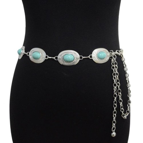 new lady chain leisure retro wind Metal pattern buckle agate ornament chain chain