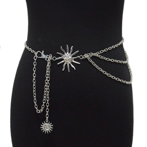 summer women belt all-Purpose leisure day Moon buckle ornament Metal chain chain Dress