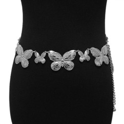 summer women belt leisure big samll butterfly buckle ornament Metal chain chai..