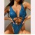 occidental style belt bikini sexy pure color Split  lady Swimsuit set