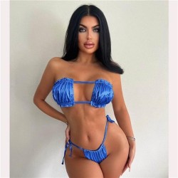  bikini gilded belt wrinkle  tube Dress Split  Swimsuit woman backless belt oc..