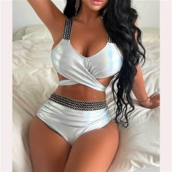  bikini Split  Swimsuit woman high_waist Swimsuit gold vest Split  bikini