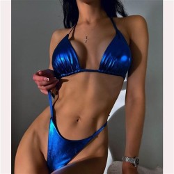 occidental style bikini Split  Swimsuit blue gilded Swimsuit three T-backbikin..