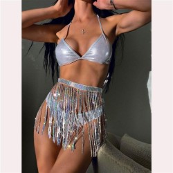 occidental style bikini tassel Split  Swimsuit threebikini