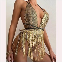 Swimsuit women occidental style sexyV Swimsuitins wind tassel one-piece Swimsu..