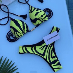 bikini bag low-waisted braid leopard print lady Split  Swimsuit multicolor Swi..