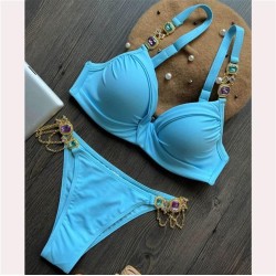  pure color bikini sexy crystal diamond Swimwear  Split  occidental style Swim..