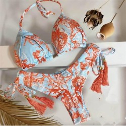 bikini occidental style sexy multicolor print Swimsuit woman belt SwimsuitIII