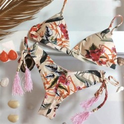 bikini occidental style sexy multicolor print Swimsuit woman belt SwimsuitIII