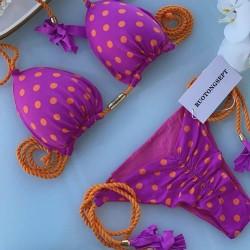 bikini bag low-waisted braid print lady Split  Swimsuit multicolor Swimwear