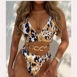 occidental style bikini leopard sexy woman Split  Swimsuit triangle bag Swimwe..