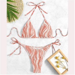 ( orange)occidental style sexy triangle bag print rope beach bikini Swimwear