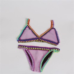  Swimwear lady knitting bikini occidental style sexy Split  Swimsuit belt rope..