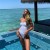print belt Split  Swimsuit woman occidental style sexy flower bikini